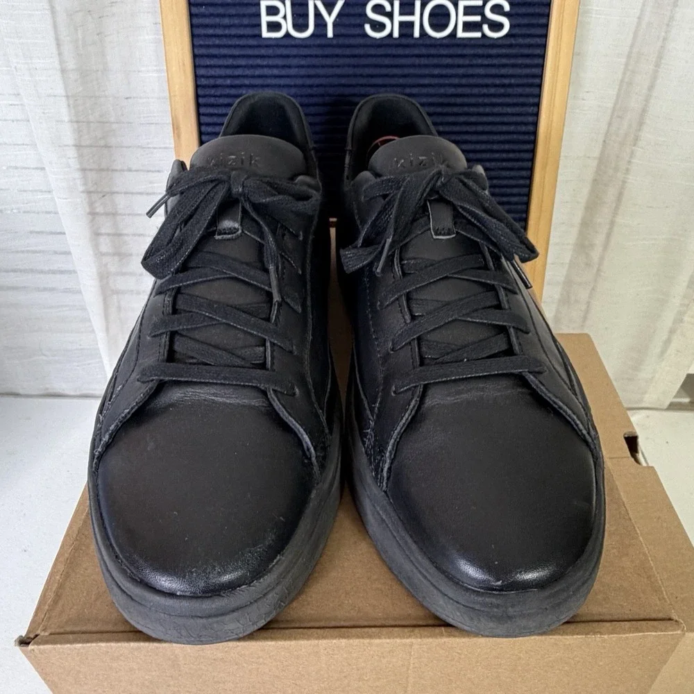 Kizik‎ Vegas Handsfree Sneakers Mens Size 10.5 Black Leather Comfort Shoes